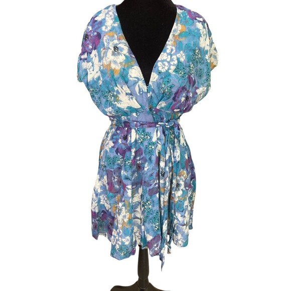 Free People Freddy Floral Print Tie‎ Front Mini Dress In NightC Sz XS Petite - Picture 3 of 12